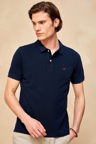 SMILE - CAYMAN BIG SIZE NAVY MAN POLO T-SHIRT 