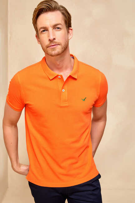 SMILE - CAYMAN BIG SIZE ORANGE MAN POLO T-SHIRT