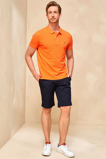 CAYMAN BIG SIZE ORANGE MAN POLO T-SHIRT - Thumbnail