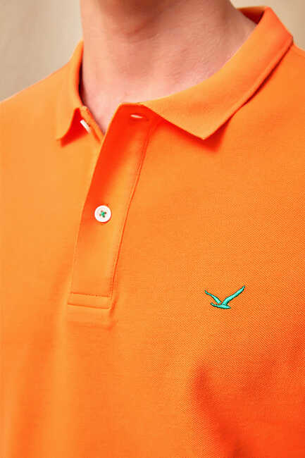 CAYMAN BIG SIZE ORANGE MAN POLO T-SHIRT - Thumbnail