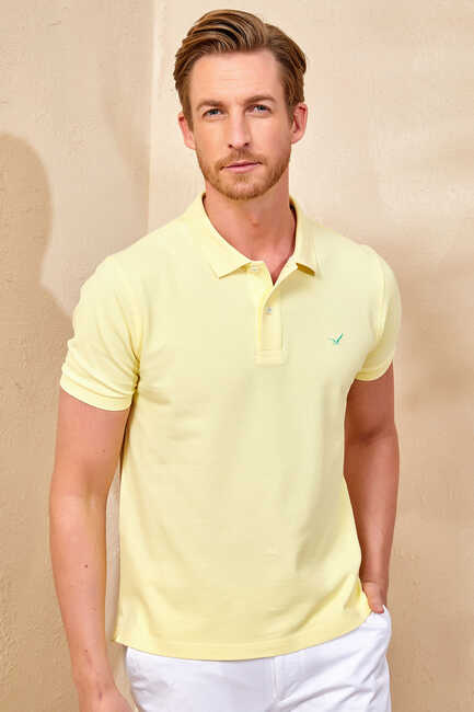 SMILE - CAYMAN BIG SIZE YELLOW MAN POLO T-SHIRT