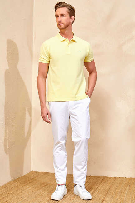 CAYMAN BIG SIZE YELLOW MAN POLO T-SHIRT - Thumbnail