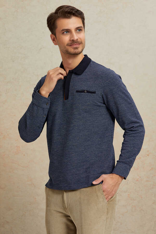 Lacivert Polo Sweatshirt - 4