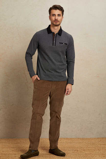 Antrasit Polo Sweatshirt 