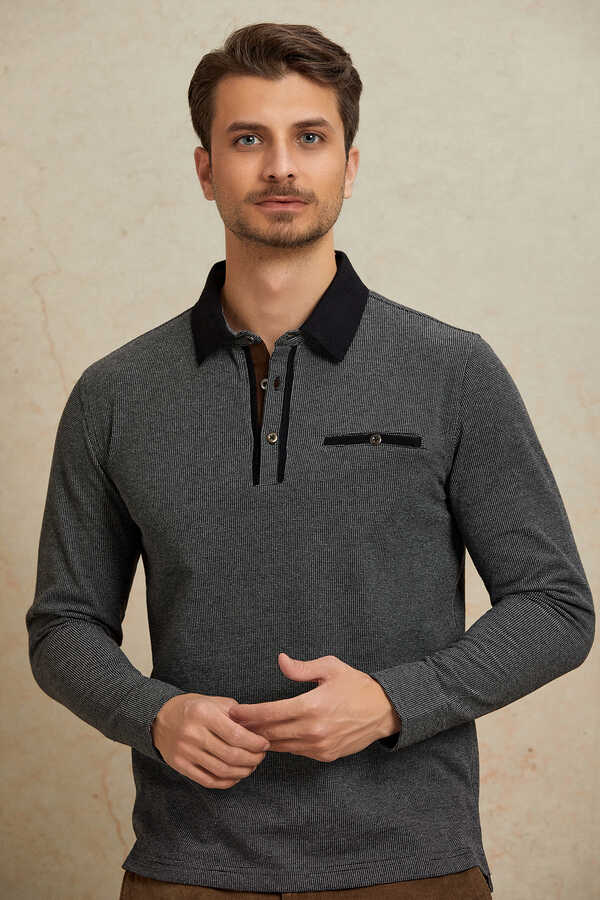 Antrasit Polo Sweatshirt - 3