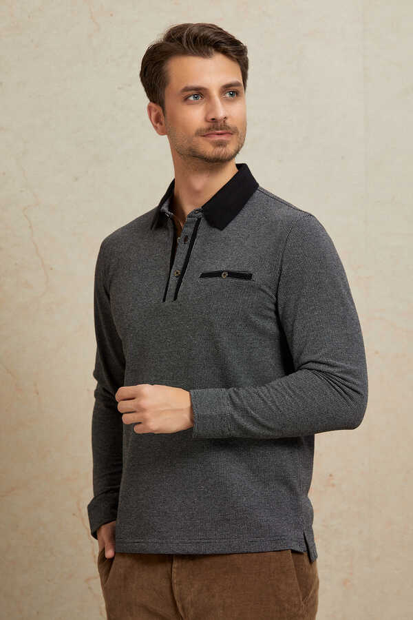 Antrasit Polo Sweatshirt - 5