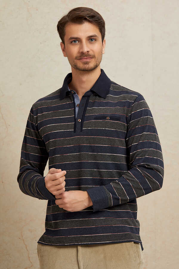 Denim Polo Sweatshirt - 4