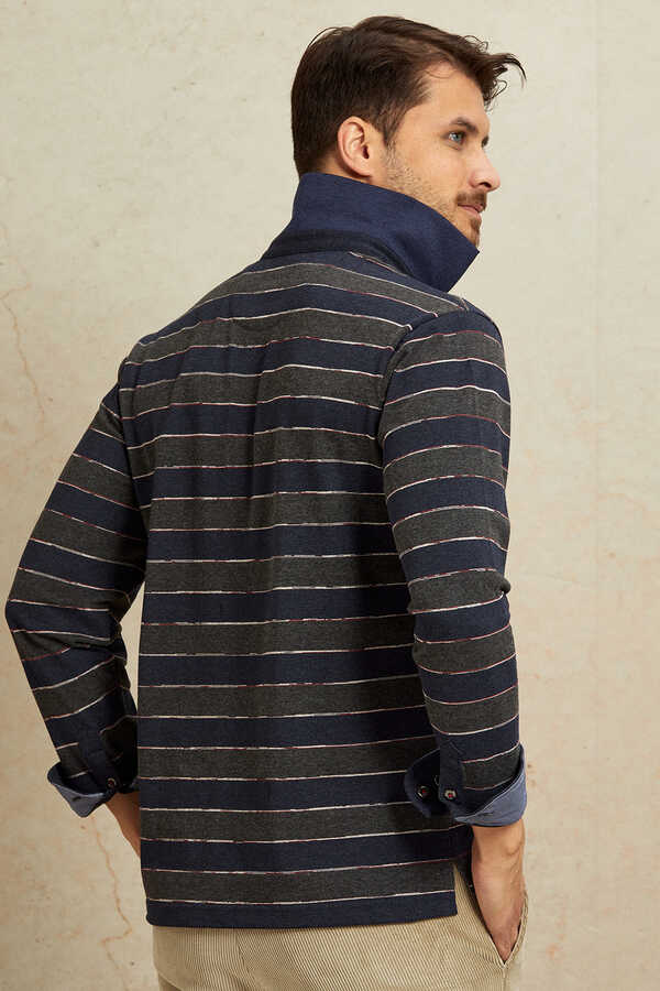 Denim Polo Sweatshirt - 6