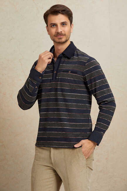 CESONI-PB POLO ERKEK SWEATSHIRT - DENIM - Thumbnail