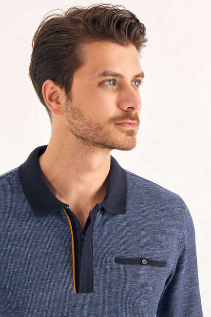 CESONI POLO YAKA SWEATSHIRT - INDIGO - Thumbnail