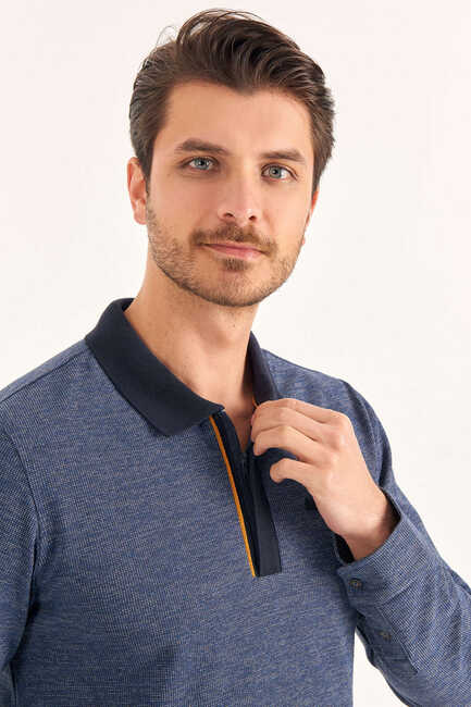 CESONI POLO YAKA SWEATSHIRT - INDIGO - Thumbnail