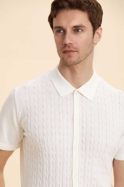 Off White Polo Knitwear Kırık Beyaz