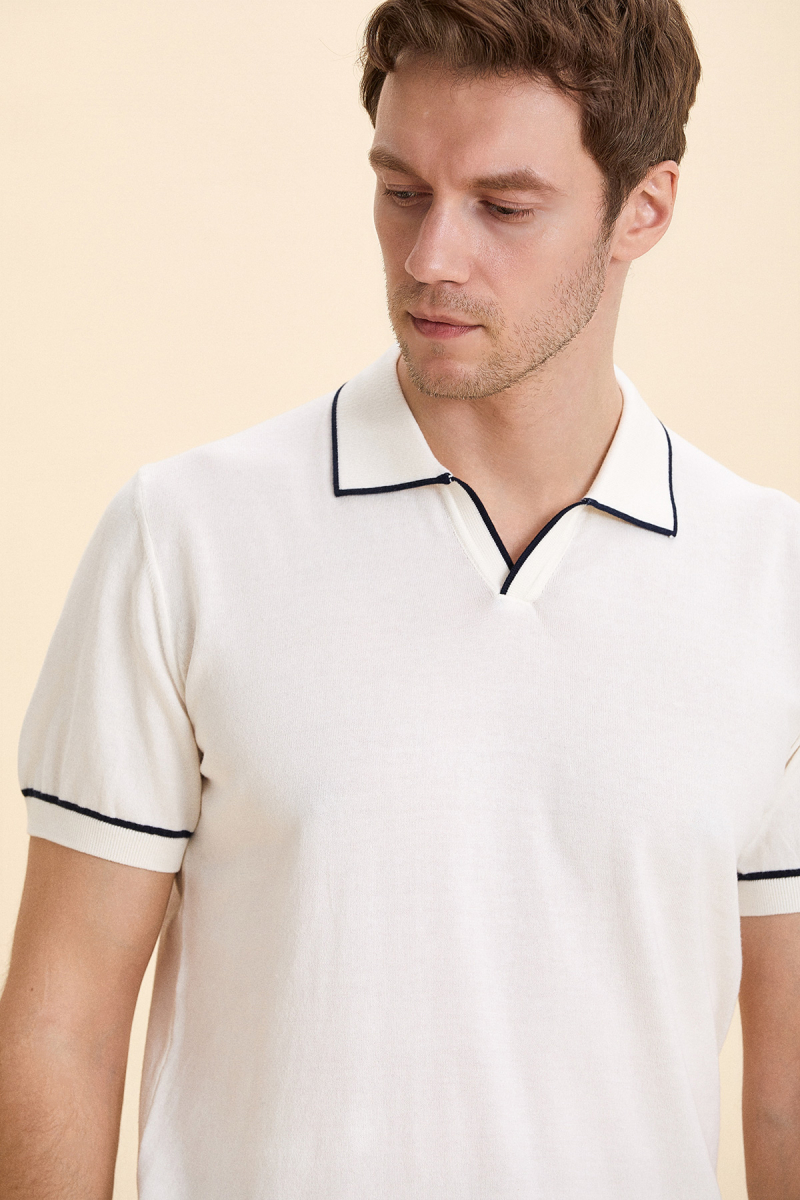 Off-White 100% Fine Cotton Polo Sweater