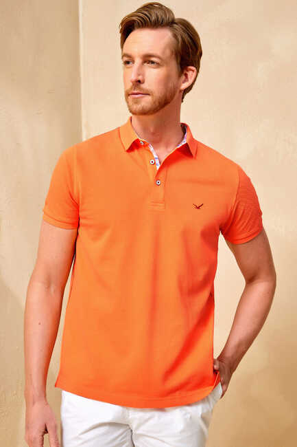 SMILE - CIELO BIG SIZE ORANGE MAN POLO T-SHIRT