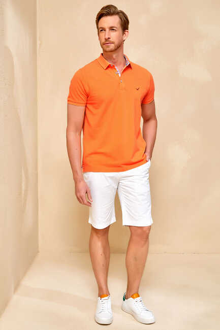 CIELO BIG SIZE ORANGE MAN POLO T-SHIRT - Thumbnail