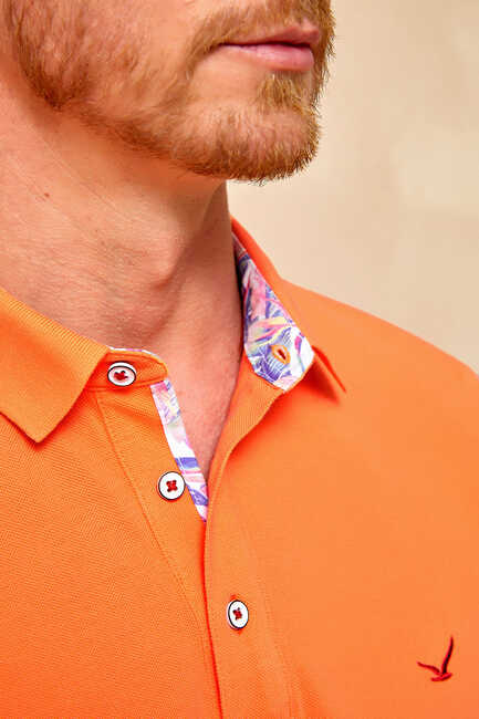 CIELO BIG SIZE ORANGE MAN POLO T-SHIRT - Thumbnail