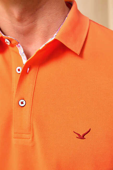 CIELO BIG SIZE ORANGE MAN POLO T-SHIRT - Thumbnail