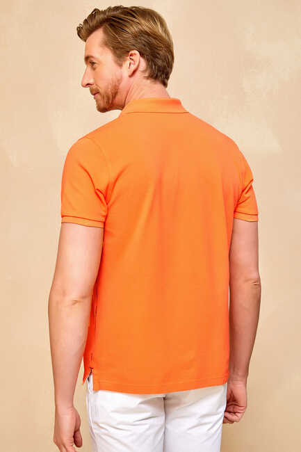 CIELO BIG SIZE ORANGE MAN POLO T-SHIRT - Thumbnail