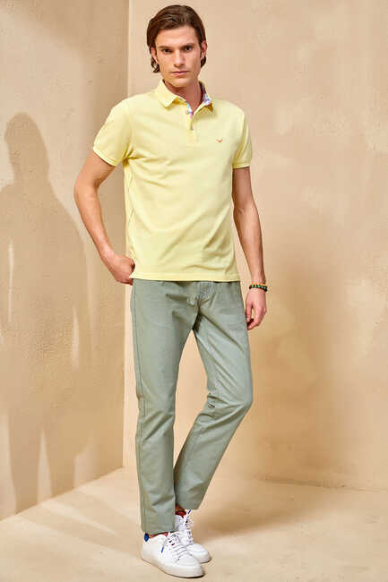 CIELO BIG SIZE YELLOW POLO T-SHIRT - Thumbnail