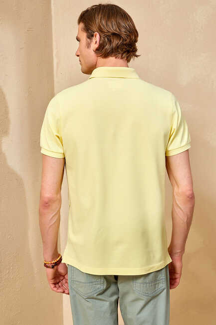 CIELO BIG SIZE YELLOW POLO T-SHIRT - Thumbnail