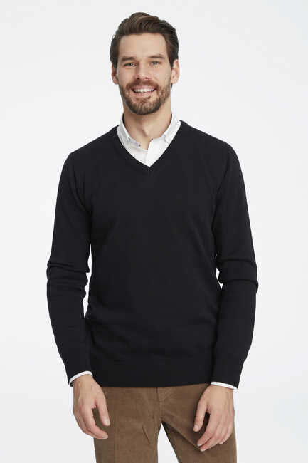 Black V-Neck Sweater Black