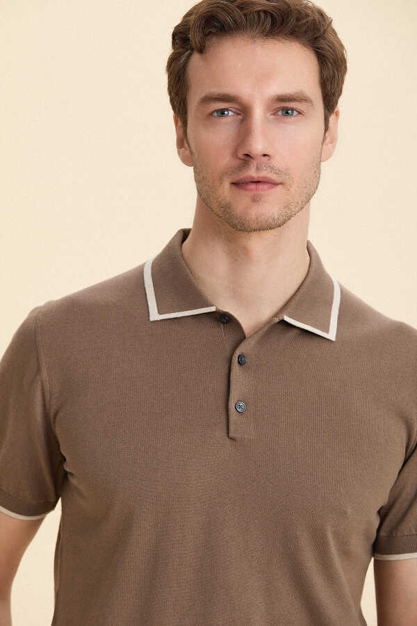 Bej %100 Pamuk Polo Triko