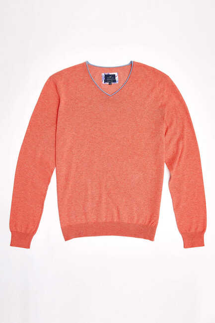 COZUMEL V NECK KNITWEAR - CORAL - SMILE (1)