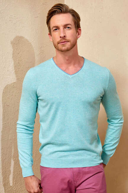 COZUMEL V NECK KNITWEAR - MINT - SMILE