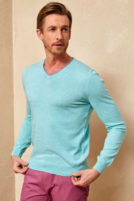 COZUMEL V NECK KNITWEAR - MINT - Thumbnail