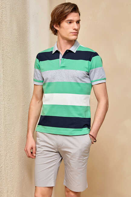 Navy Blue - Green Polo T-Shirt Lacivert - Yeşil