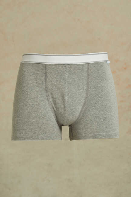 Grey Melange Cotton Boxer Shorts 