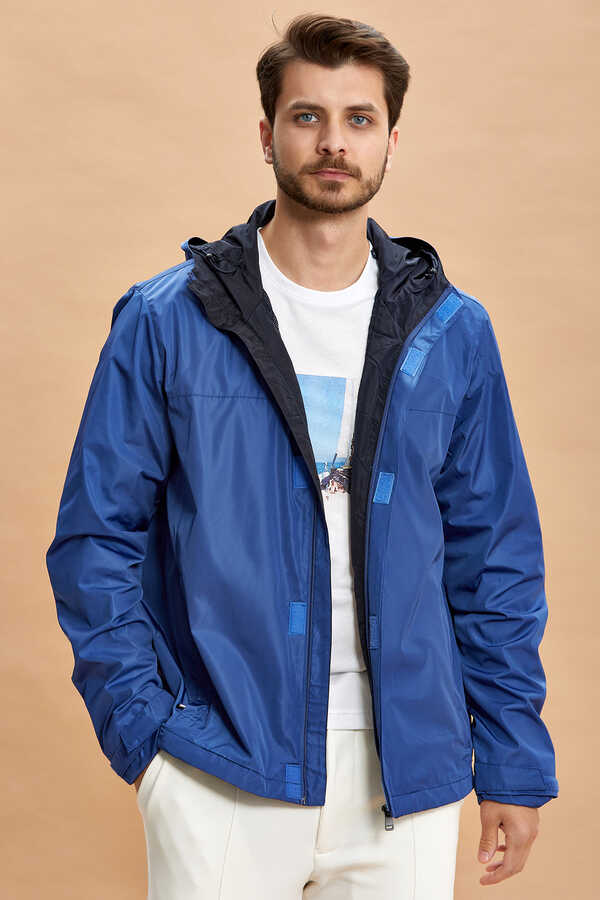 Indigo Hooded Raincoat