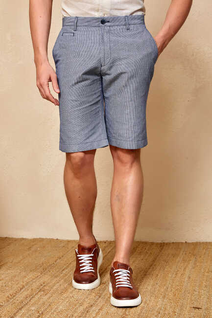 Navy Blue - White Bermuda Shorts Lacivert - Beyaz