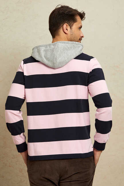 DESCHUTES KAPÜŞONLU ERKEK SWEATSHIRT - LACİVERT/PEMBE - Thumbnail