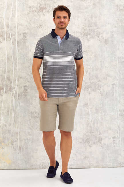 Gray Polo T-Shirt Lacivert - Beyaz