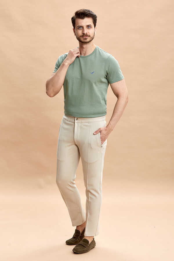 Beige Cotton Sweatshirt Pants