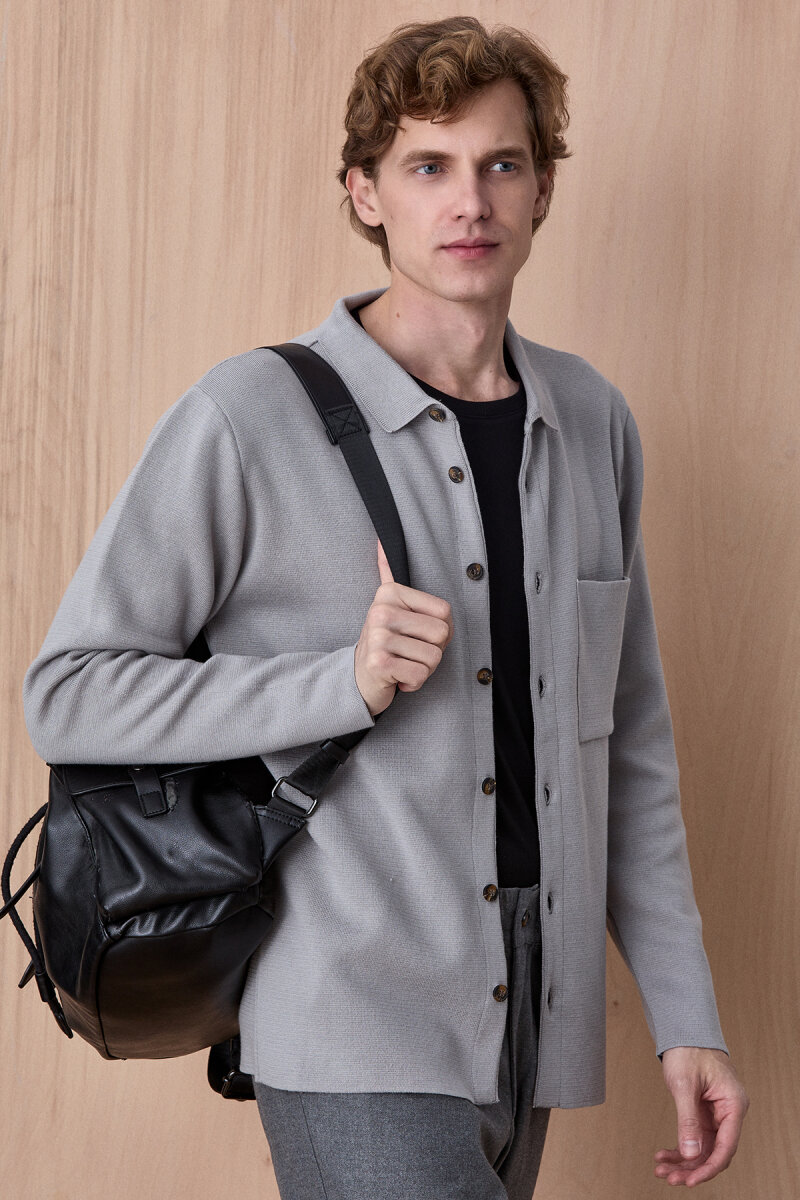 Taş Rengi %100 Pamuk Örme Gömlek