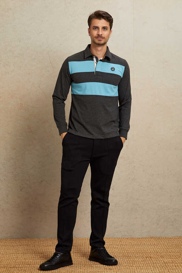 Antrasit - Mavi Polo Sweatshirt - 3