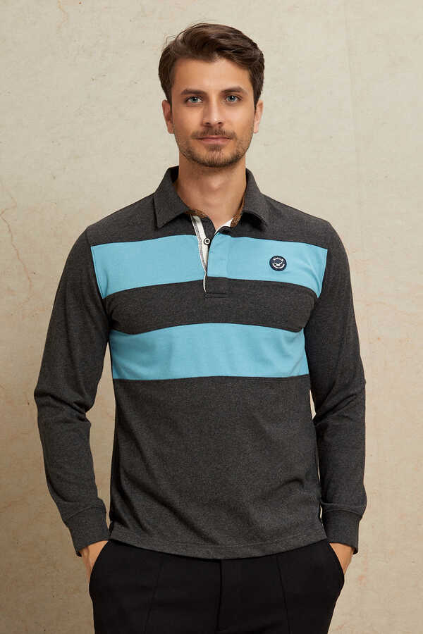 Antrasit - Mavi Polo Sweatshirt - 1