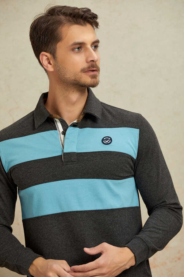 Antrasit - Mavi Polo Sweatshirt - 5