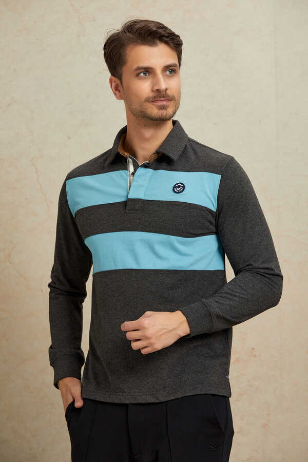 Antrasit - Mavi Polo Sweatshirt - 6