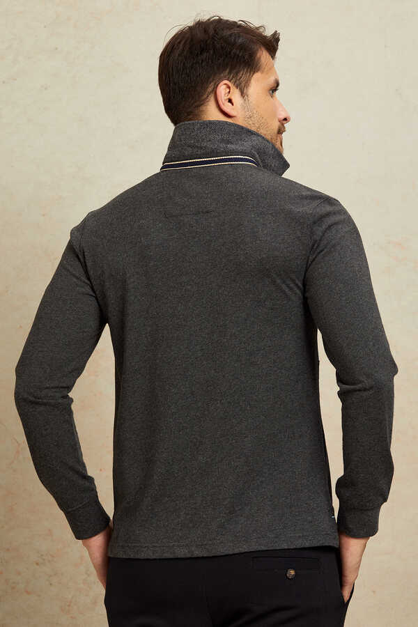 Antrasit - Mavi Polo Sweatshirt - 7