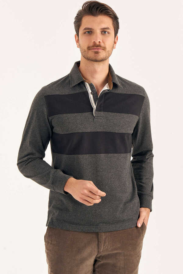 Antrasit Polo Sweatshirt - 1