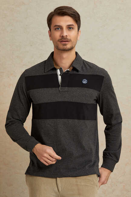 Antrasit - Siyah Polo Sweatshirt 