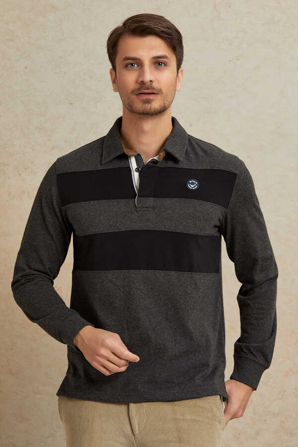 Antrasit - Siyah Polo Sweatshirt - 1