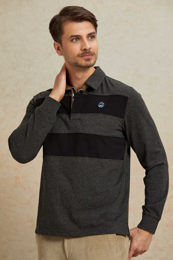 Antrasit - Siyah Polo Sweatshirt - 4