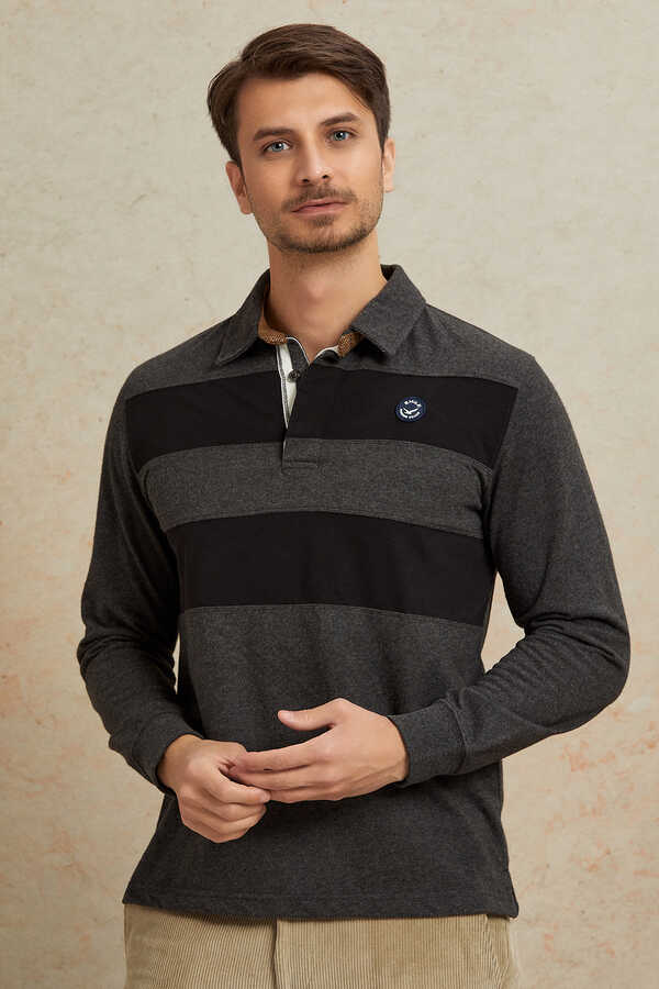 Antrasit - Siyah Polo Sweatshirt - 5