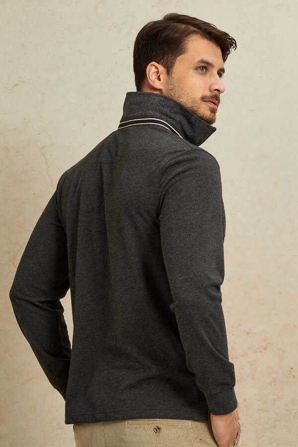 Antrasit - Siyah Polo Sweatshirt - 6