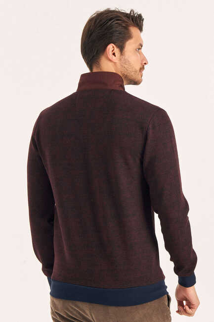 ESANO POLO YAKA SWEATSHIRT - BORDO - Thumbnail