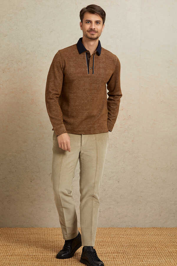 Camel Polo Sweatshirt - 3